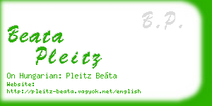 beata pleitz business card
